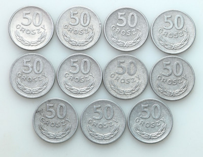 PRL. Aluminium 50 groszy 1968 – 11 szt