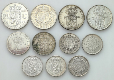 Niderlandy+Szwecja Zestaw monet RÓŻNE SREBRO 11szt