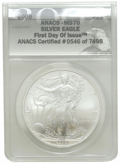 USA 1 dolar 2008 ANACS MS70 UNCJA SREBRA