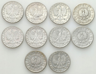 II RP. 2 złote Żaglowiec + Piłsudski - 10 monet