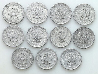 PRL. Aluminium 50 groszy 1968 – 11 szt
