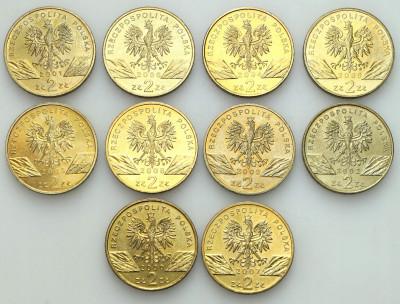 2 złote GN 2000-2009 – PIĘKNE - zestaw 10 szt