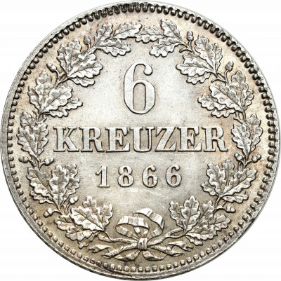 Niemcy, Bawaria. 6 krajcarów 1866 – PIĘKNE