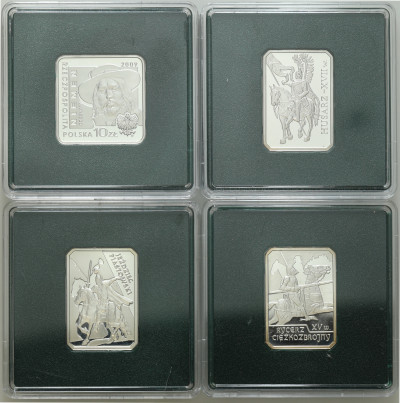 10 złotych 2006 – 2009, zestaw 4 szt, różne SREBRO