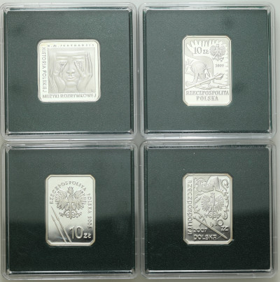 10 złotych 2006 – 2009, zestaw 4 szt, różne SREBRO