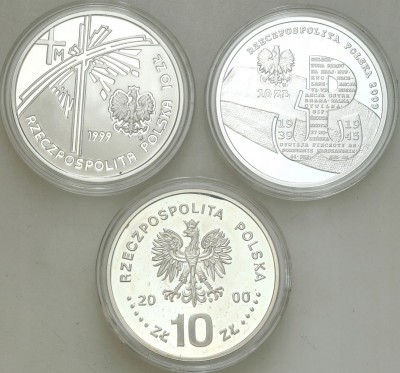 III RP. 10 złotych 1999 – 2009 r zestaw 3 sztuki