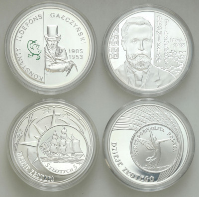 10 złotych RÓŻNE TYPY 2005 – 2008 – zestaw 4 sztuk