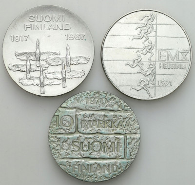 Finlandia 10 Marek 1967 + 1971 - zestaw 3 sztuk