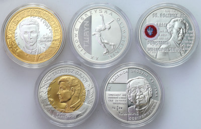 10 złotych RÓŻNE TYPY 2006 – 2010 – zestaw 5 sztuk