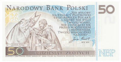 Banknot 50 złotych 2005 Jan Paweł II UNC