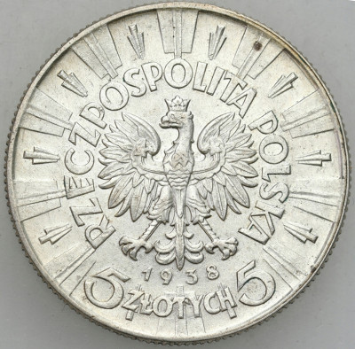 II RP. 5 złotych 1938 Piłsudski – BARDZO ŁADNY