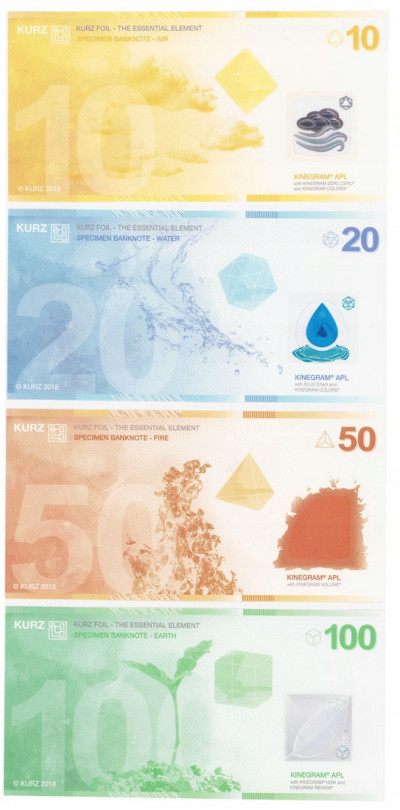 KURZ KINEGRAM zestaw 4 banknotów - 10, 20, 50, 100