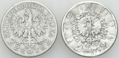 2 złote 1932 babka + 2 złote 1934 Piłsudski zestaw