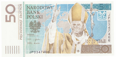 Banknot 50 złotych 2005 Jan Paweł II UNC