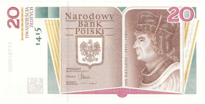 Banknot 20 złotych 2015 Jan Długosz