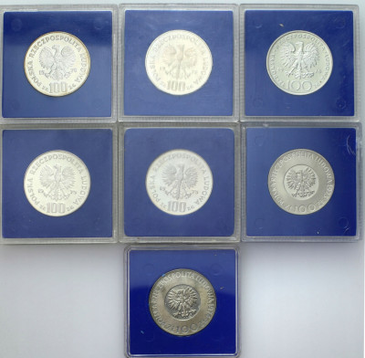 PRL. 100 złotych 1973 - 1978, zestaw 7 monet