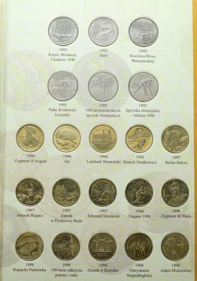 Monety dwuzłotowe emitowane w 1995-2008 KOMPLET