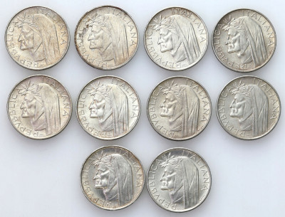 Włochy. 500 lirów 1965, 10 szt. SREBRO