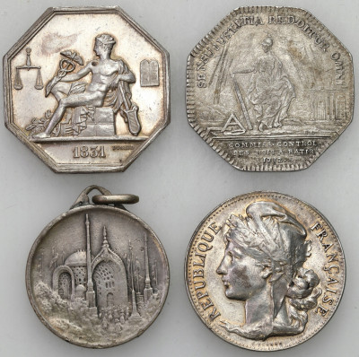 Francja. XVIII-XIX wiek, zestaw 4 medali, SREBRO