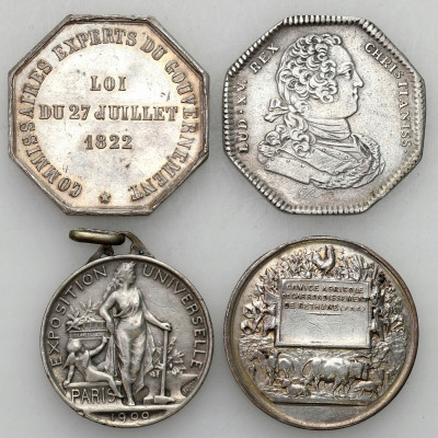 Francja. XVIII-XIX wiek, zestaw 4 medali, SREBRO