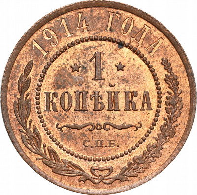Rosja Mikołaj II 1 kopiejka 1914 Petersburg PIĘKNE