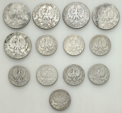 II RP. 5 złotych + 2 złote 1932-1934 - 13 szt.