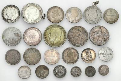 Europa, monety srebrne, zestaw 23 sztuki