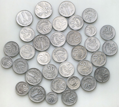 10, 50 groszy + 1 złoty zestaw monet aluminium PRL