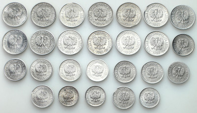 PRL. 5, 10 i 20 groszy zestaw 26 monet aluminium