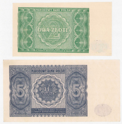 2 złote + 5 złotych 1946 – 2 szt
