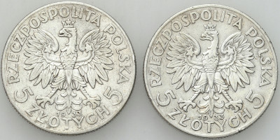 5 złotych 1933 głowa kobiety, zestaw 2 sztuk