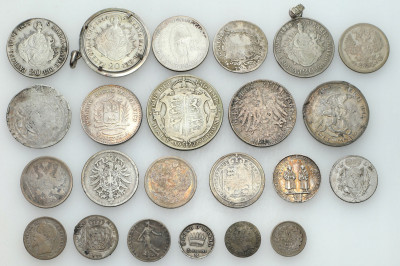 Europa, monety srebrne, zestaw 23 sztuki