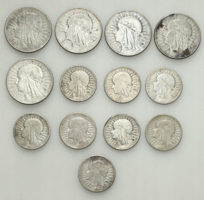 II RP. 5 złotych + 2 złote 1932-1934 - 13 szt.