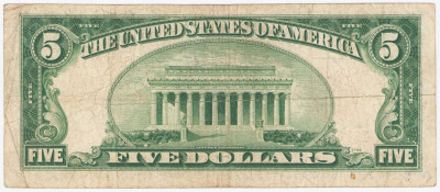 USA. 5 dolarów 1928 - czerwona pieczęć