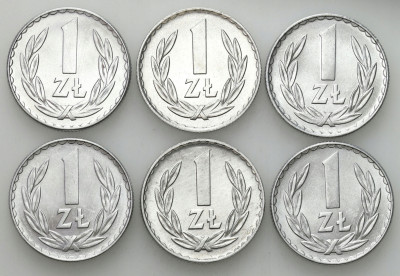PRL. Aluminium 1 złoty 1974-1976 – 6 sztuk