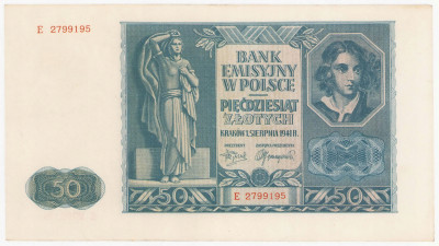 50 złotych 1941 - seria B – PIĘKNY