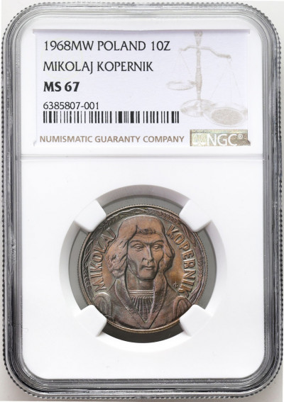 10 złotych 1968 Mikołaj Kopernik NGC MS67 (MAX)