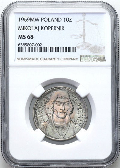 10 złotych 1969 Mikołaj Kopernik NGC MS68 (MAX)