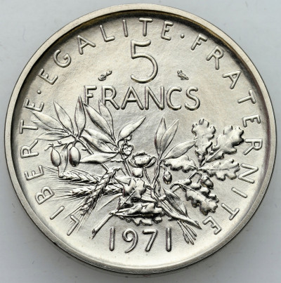Francja 5 franków 1971 CuNi Piedfort (Piefort)
