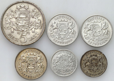 Litwa, Łotwa. 1-5 lati 1925-1936- zestaw 6 monet