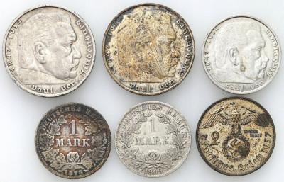 Niemcy III Rzesza 2 ,5 Marki Hindenburg +inne 6szt