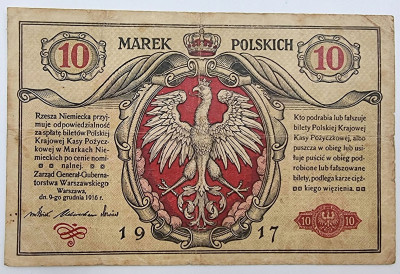 10 marek polskich 1916 seria A - Generał, biletów