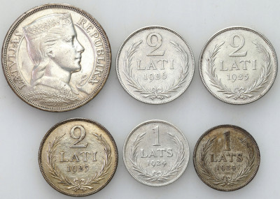 Litwa, Łotwa. 1-5 lati 1925-1936- zestaw 6 monet