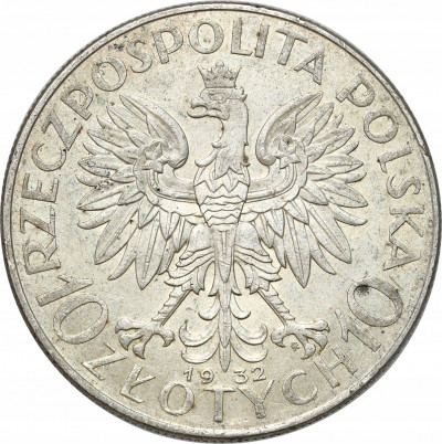 II RP. 10 złotych 1932 głowa kobiety (ze znakiem)