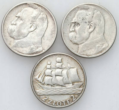 2 złote 1934 Piłsudski + Żaglowiec 1936 – 3szt