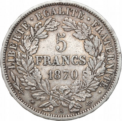 Francja 5 Franków 1870 A Paris