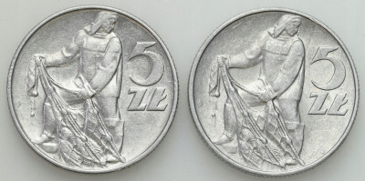 5 złotych 1973 i 1974 rybak, zestaw 2 sztuk