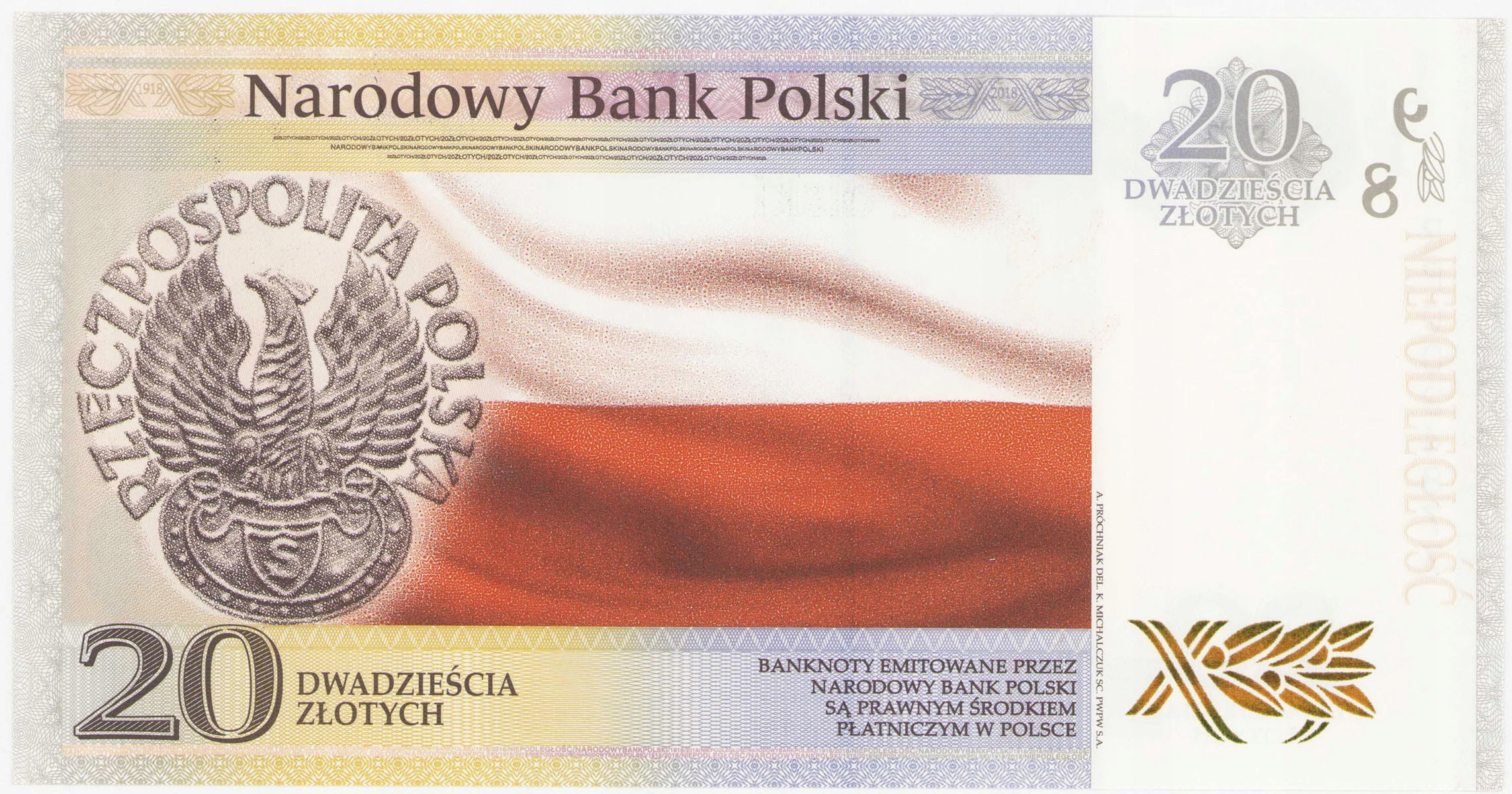 PWPW 20 złotych 2018 Niepodległość Piłsudski - UNC