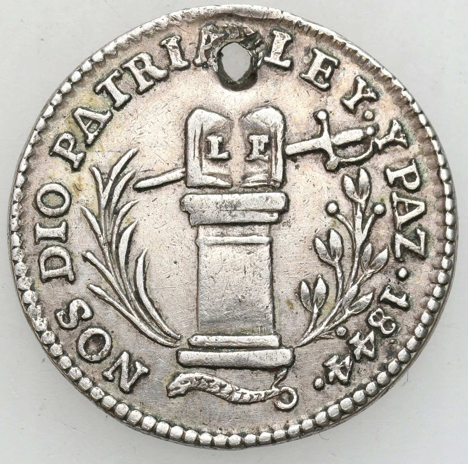 Boliwia. Medal Proklamacji Prezydenckiej 1844