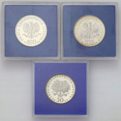PRL Zestaw niebieskie pudełka 50 i100 złotych–3szt